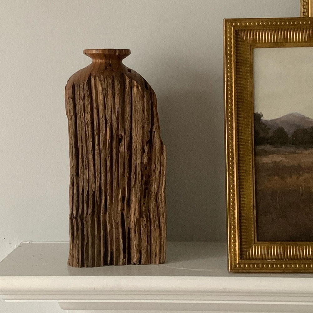 Vintage Wood Lathe Turned Vase Sculpture Carving Early century Art Tall hand md - Picture 2 of 10